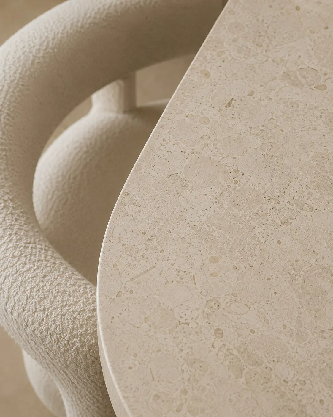 Close-up of textile and stone textures