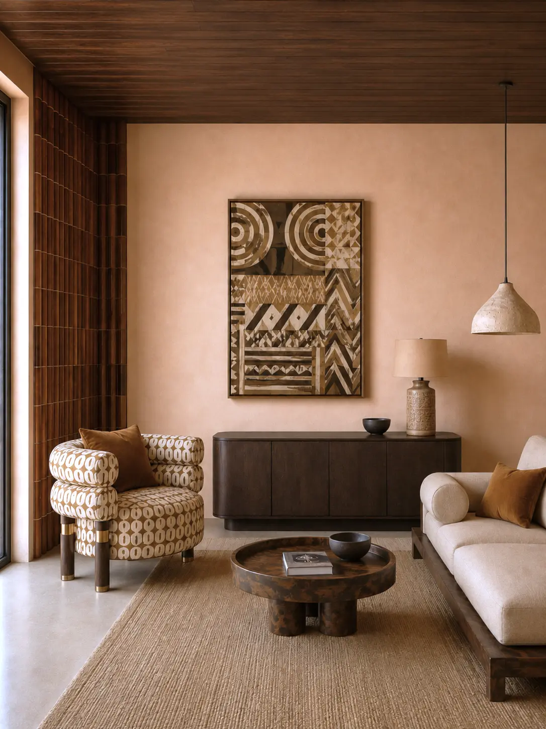 Natural-toned living room visualization